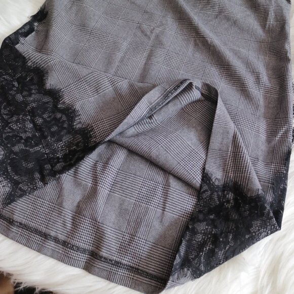 NEW Dex Black Houndstooth Plaid Lace Mini Dress Size Small - Picture 5 of 8